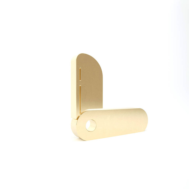 Золотой швейцарский армейский нож иконка на белом фоне. Многофункциональный многофункциональный перочинный нож. Многофункциональный инструмент. 3D-рендеринг - Фото, изображение
