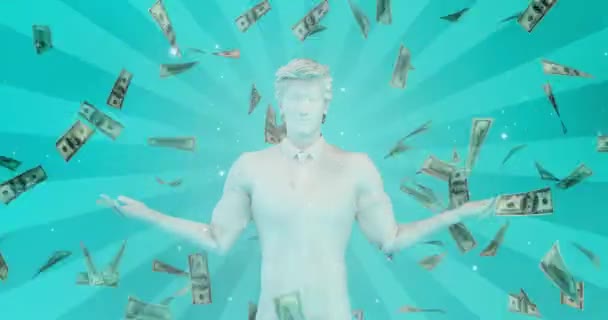 Éxito instantáneo con el hombre de negocios asiático captura de dinero
 - Imágenes, Vídeo