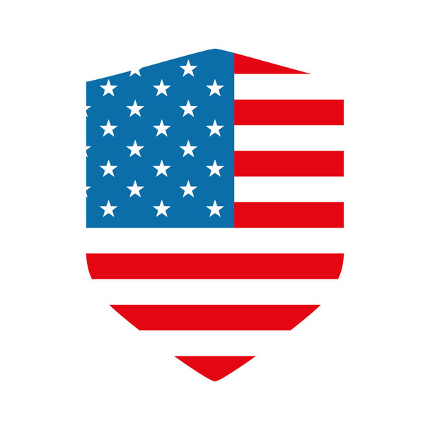 Aislado EE.UU. escudo bandera estilo plano icono de diseño vectorial
 - Vector, imagen