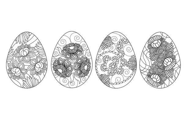 Uova di Pasqua antistress. Designazione delle uova di Pasqua in monocromo.  - Vettoriali, immagini