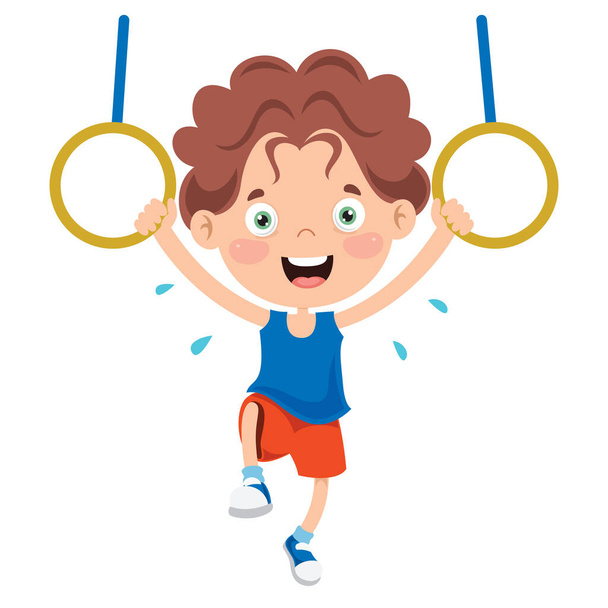 Happy Kid Doing Gymnastics Exercise - Vector, Image
