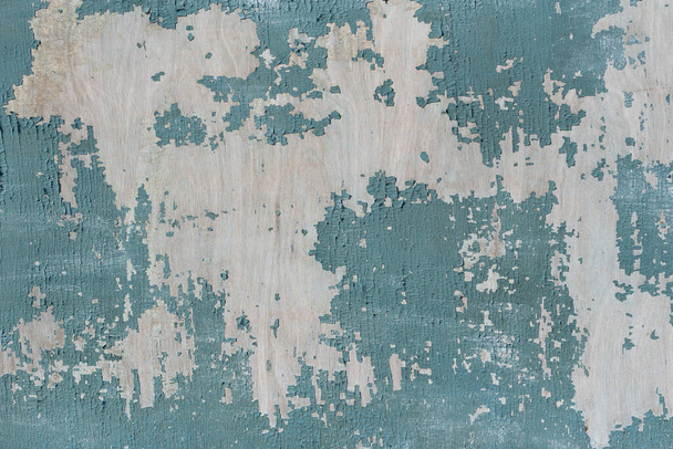 Cracked turquoise paint on old wood. background for lettering text - Φωτογραφία, εικόνα