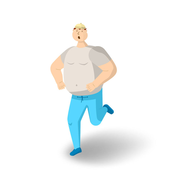 Un grande uomo grasso esegue una corsa di perdita di peso
. - Vettoriali, immagini
