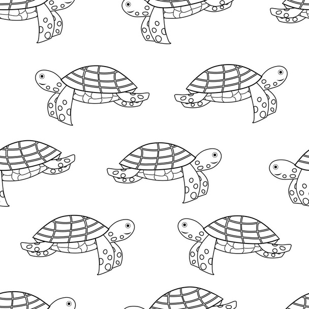 Modèle de tortue de mer Doodle. Modèle enfantin avec tortue de mer. Doodle fond de tortue
 - Vecteur, image