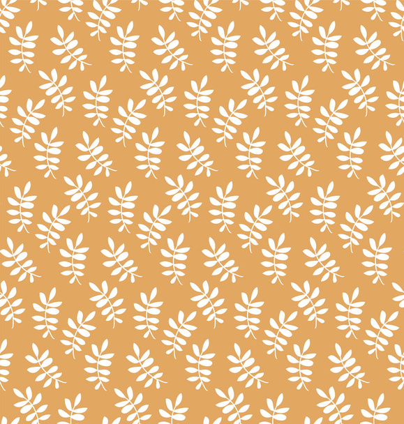 Seamless vector pattern with white leaves on a beige background - Vector, Imagen
