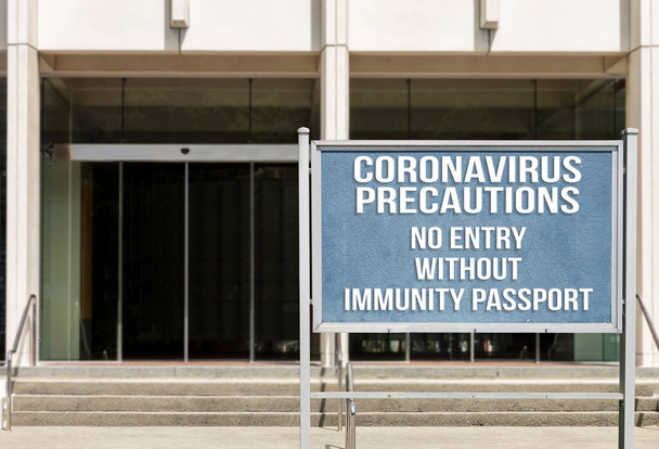 Концепция уведомления за пределами офиса, ограничивающая доступ к работникам с иммунитетом к вирусам
 - Фото, изображение