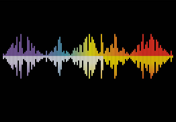 Geluidsgolf Illustratie. Regenboog puls speler logo. Kleurrijk equalizer element op een zwarte achtergrond. Jpeg - Foto, afbeelding