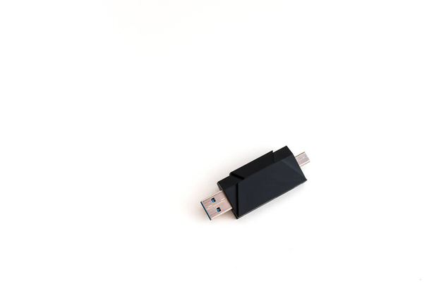 Фото USB On-The-Go відкрите. Photo with copy space. - Фото, зображення