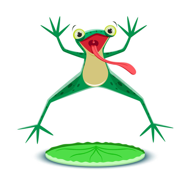 A little frogling is jumping. Vector illustration. - Vector, Imagen