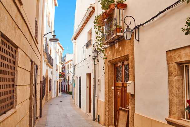 Old town in Javea on December 23, 2019 Spain Alicante , One of the beautiful streets in the old town of Javea town - 写真・画像
