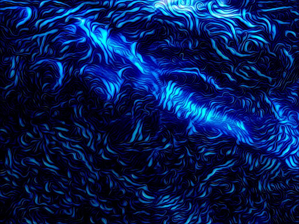 tonos de azul de neón vivo de las marcas de acero pulido cepillado en primer plano para parecerse a los patrones de onda
  - Foto, Imagen