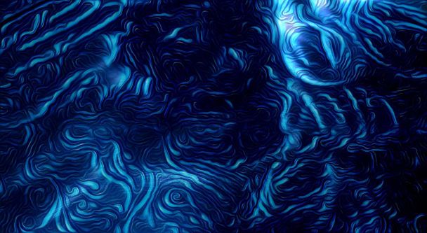 nuances de bleu néon vif à partir de marques en acier poli brossé dans le gros plan pour ressembler à des motifs d'ondes
  - Photo, image