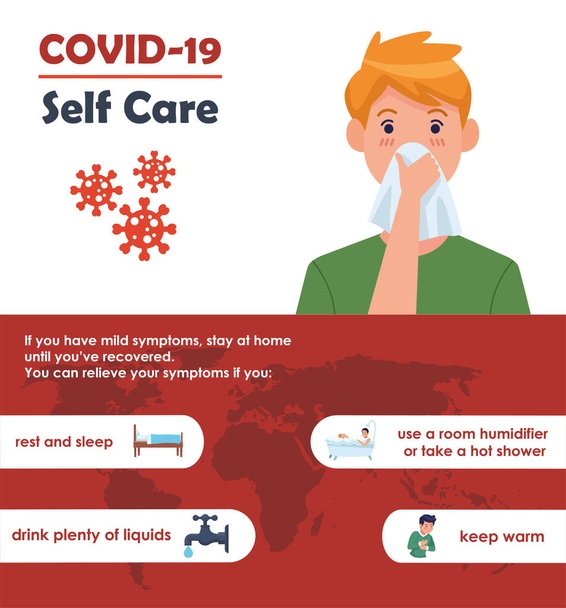 covid19 Infografiken mit Selfcare - Vektor, Bild