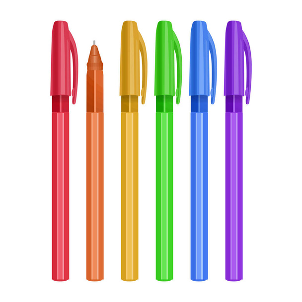 Set os Penne multicolori isolate su sfondo bianco. front Vista dall'alto, illustrazione vettoriale
 - Vettoriali, immagini