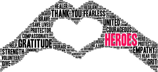 Heroes word cloud on a white background.  - Vector, Image