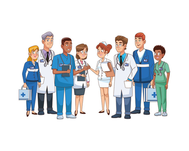 professionals medical staff workers characters - Vector, Image