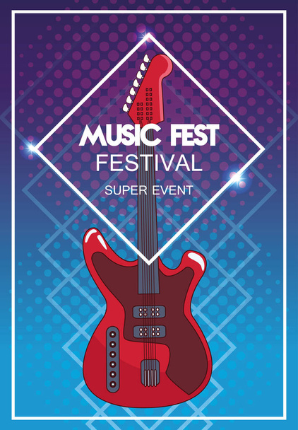 cartaz de festival de música com guitarra elétrica
 - Vetor, Imagem