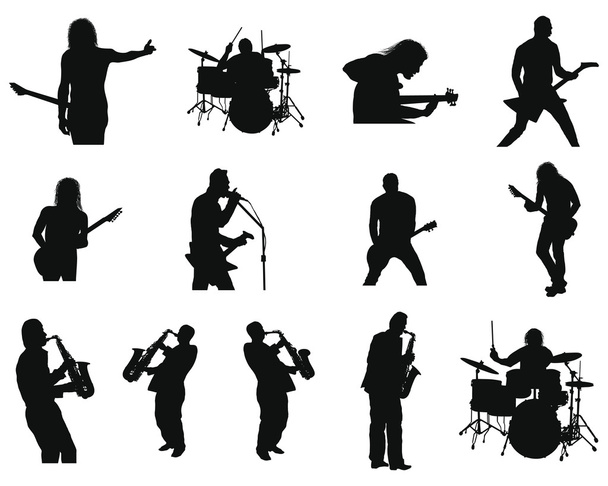 ロック、ジャズのシルエットのセット - ベクター画像