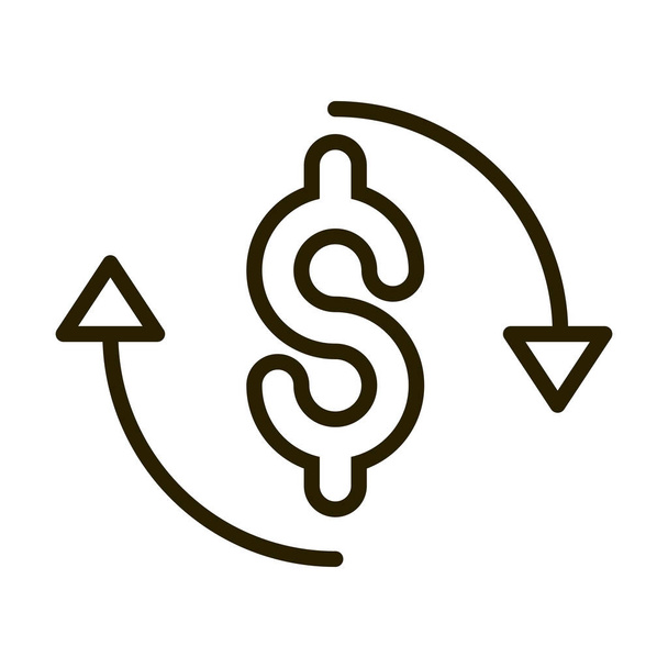 troca de moeda negócio financeiro ícone de estilo de linha de mercado de ações
 - Vetor, Imagem