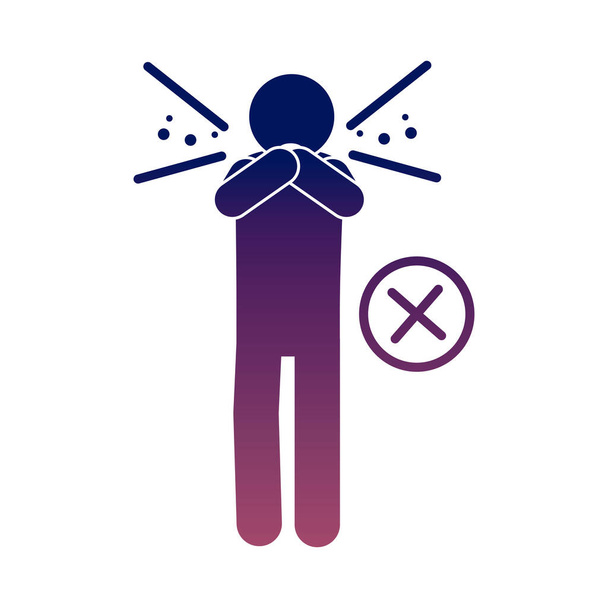 coronavirus covid 19, evitar la boca cubierta con las manos, pictograma de salud, icono de estilo gradiente
 - Vector, Imagen