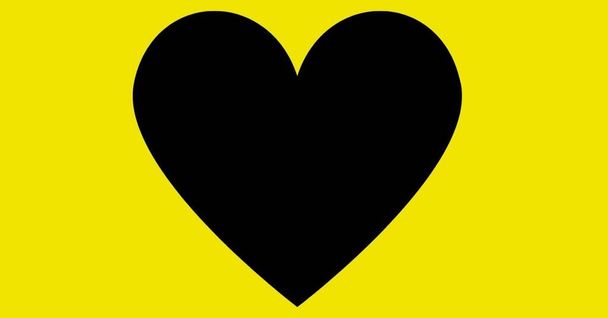Zwarte harten op een gele achtergrond. Sjabloon voor Valentijnsdag. - Foto, afbeelding