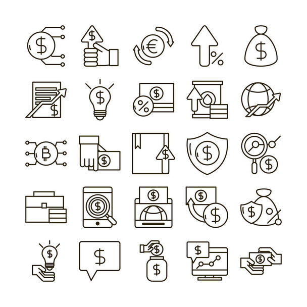 investing business financial economy money icons set line style icon - Vektori, kuva