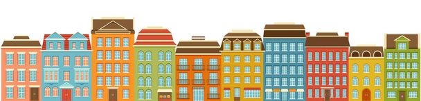 Set di moderni edifici a più piani. Case residenziali della città. Facciata con porte, finestre e balcone
 - Vettoriali, immagini