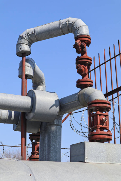 Pipes and valve of the gas pipeline - Photo, Image