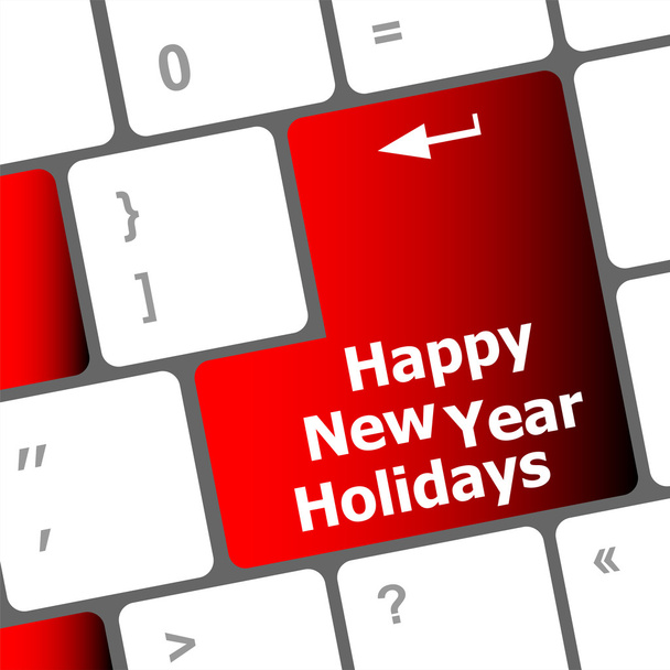 happy new year holidays button on computer keyboard key - Foto, afbeelding