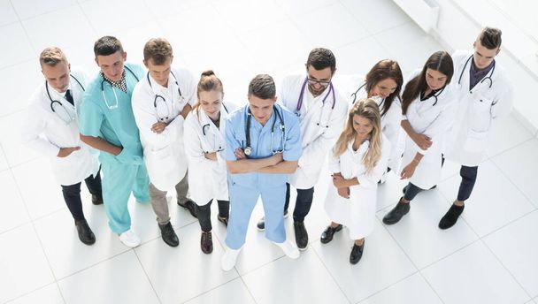 top view. group of doctors and medical staff standing together - Фото, изображение