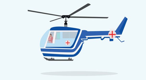 helikopter ambulance medische evacuatie helikopter lucht medische dienst platte illustratie - Vector, afbeelding