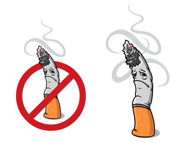 Cigarrillo de primer plano para la señal de prohibición
 - Vector, imagen