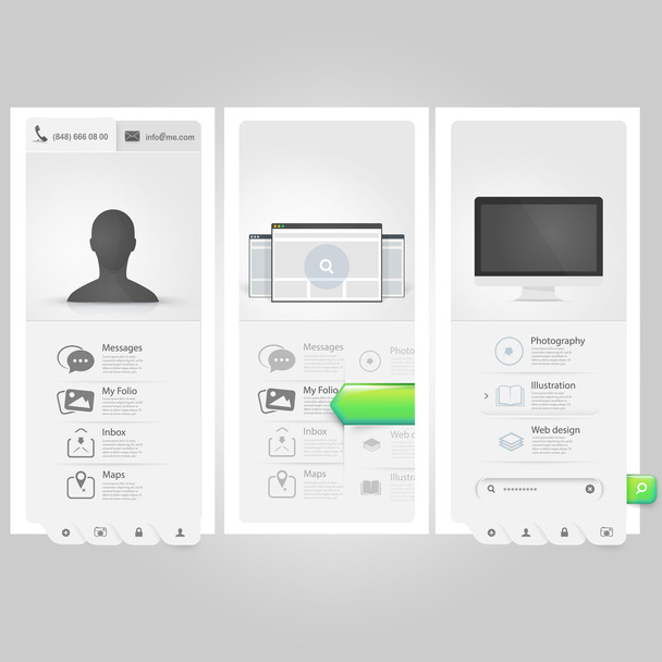 Webste template Ui elements:Personal Vcard portfolio with icons - Vector, Image
