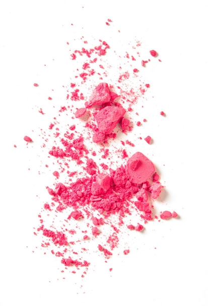Polvo de maquillaje rosa sobre fondo blanco
 - Foto, Imagen