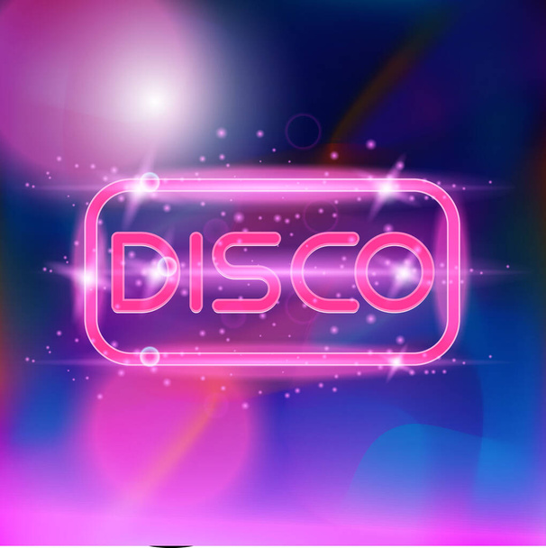 Retro style 80s disco design neon. Landscape with grid of 80s styled retro - Vector, afbeelding