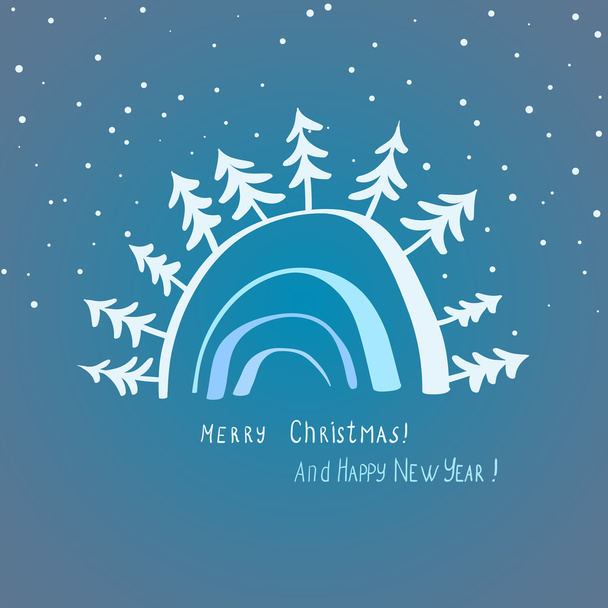 elegant christmas card with trees and snow - Vector, Image
