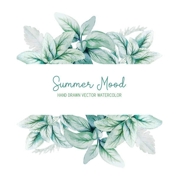 Horizontal stripe banner with watercolor floral elements - Vector, Image