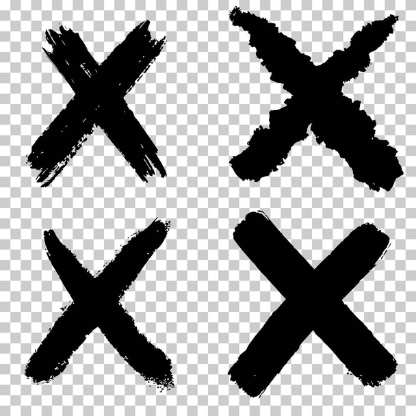 set of hand drawn X Marks isolated on white background. Two Crossed Vector Brush Strokes.sketch check marks. - Vector, Image