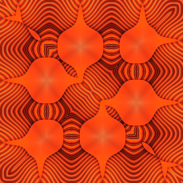 odstíny oranžové barevné kovové bezpečnostní okenice transformované do složitých čtvercových vzorů a vzorů - Fotografie, Obrázek