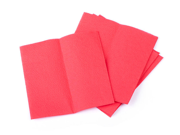 Clean red paper napkins isolated on white background - Photo, Image