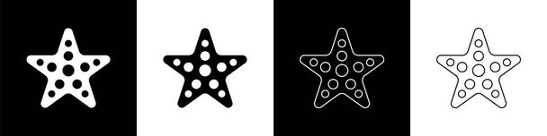 Establecer icono de estrella de mar aislado sobre fondo blanco y negro. Ilustración vectorial
 - Vector, imagen