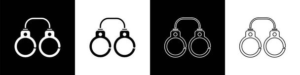 Встановіть піктограму сексуальних пухнастих наручників ізольовано на чорно-білому тлі. Фетиш аксесуарів. Секс-шоп речі для садистів і мазохістів. Векторна ілюстрація
 - Вектор, зображення