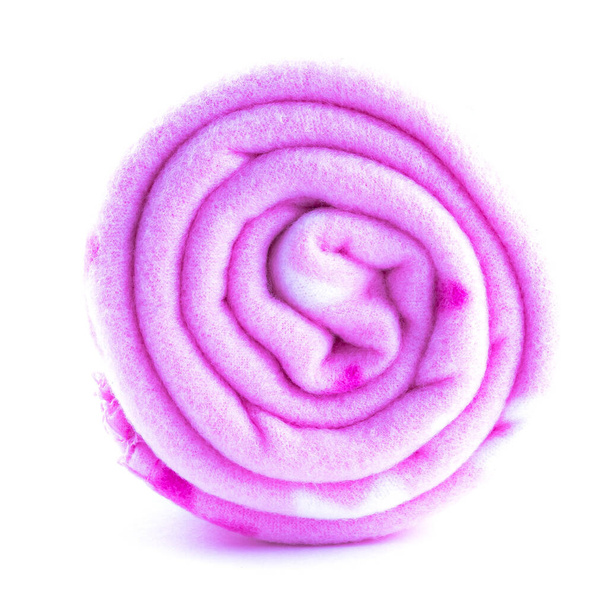 enrolado cobertores de lã coloridos rosa de perto
 - Foto, Imagem