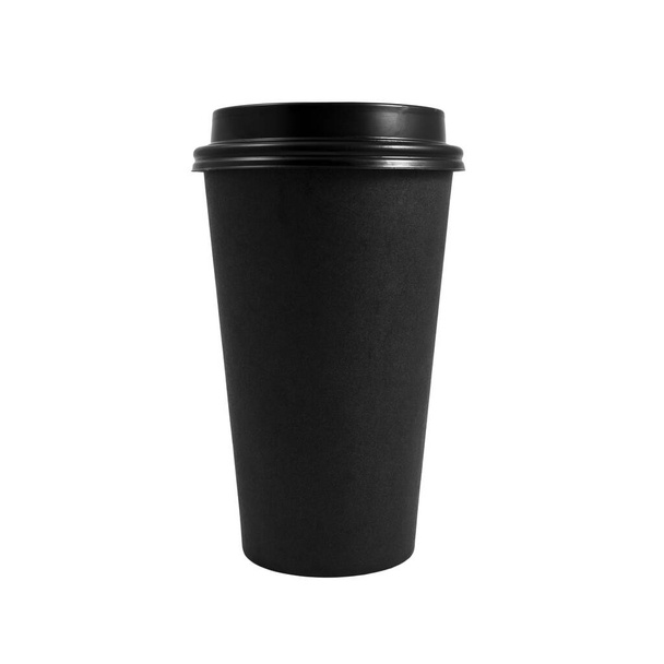 Takeaway μαύρο χάρτινο φλιτζάνι καφέ απομονωμένο σε λευκό φόντο  - Φωτογραφία, εικόνα