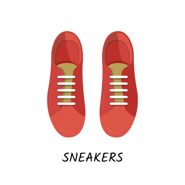 Pair of sport shoes isolated on white background. Flat sport sneakers illustration. - Vector, Image