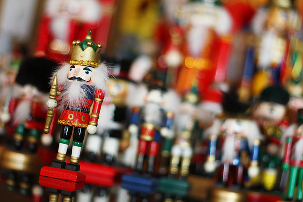 Christmas Nutcracker King in Front of Toy Soldiers - Photo, Image