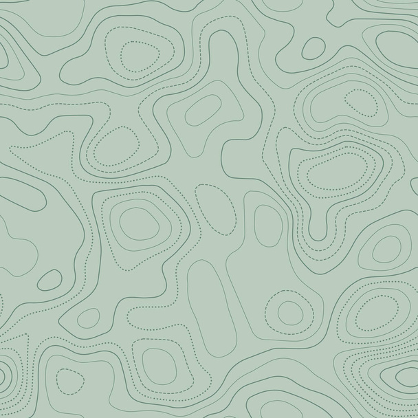 Amazing topography Actual topographic map in green tones seamless design ecstatic tileable - Vector, Image