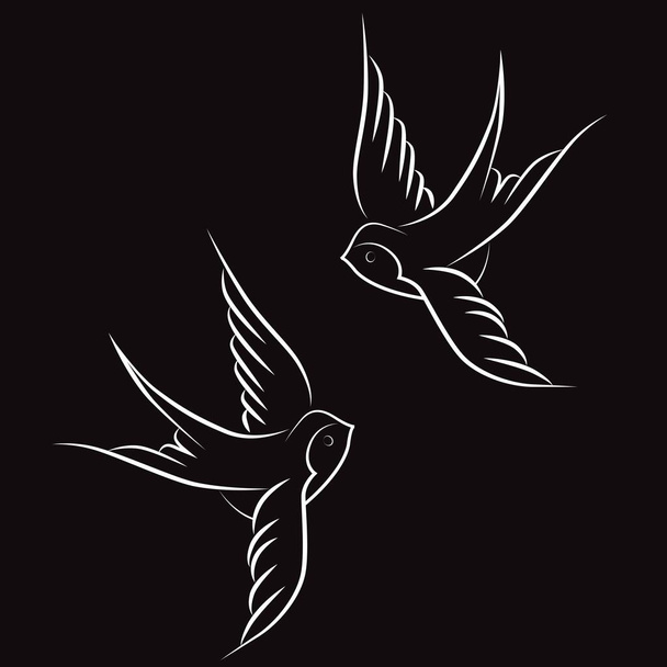 Hand, holding, swallow, bird, vector, illustration - Vector, Image