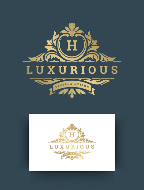 Luxus-Logo Monogramm Wappen Vorlage Design Vektor Illustration. - Vektor, Bild