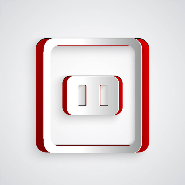Papírvágás Elektromos kimeneti ikon elszigetelt szürke háttér. A konnektor. Rosette szimbólum. Papírművészeti stílus. Vektorillusztráció - Vektor, kép